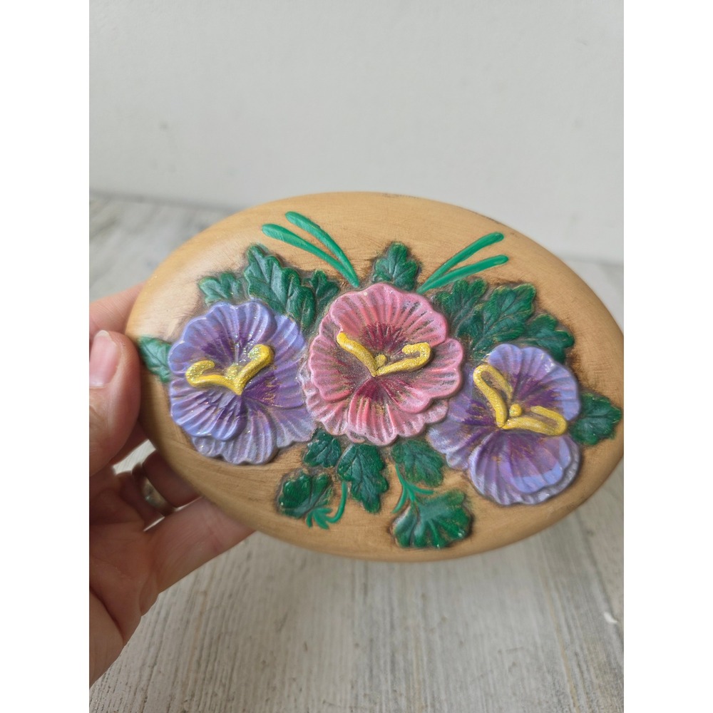 Vintage ceramic flower hibiscus plaque hanging wall‎ spring decor unique